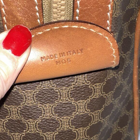 Vintage CELINE Macadam Large Boston Travel Bag Brown Coated Canvas Leather Italy - Picture 13 of 16